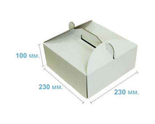 Коробка (230 Х 230 Х 100), біла, Для торта