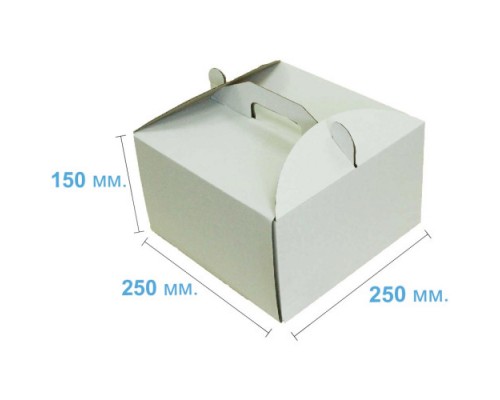 Коробка (250 Х 250 Х 150), Біла, Для торта