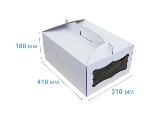 Коробка (410 Х 310 Х 180), Белая, Для торта