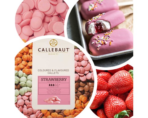 Рожевий шоколад Callebaut Strawberry зі смаком полуниці