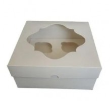 Коробка на 4 капкейки, біла з вікном (200 Х 200 Х 90)