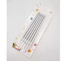 Свічки-олівці срібло, 6 шт