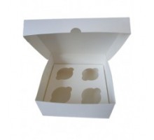 Коробка на 4 капкейки, біла з вікном (200*200*90)