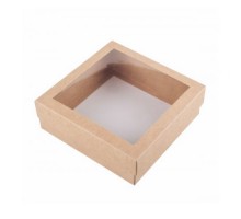 Коробка для эклеров с окном крафт (150х150х50)