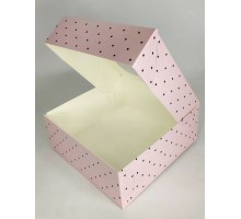 Коробка розовая в горошек (150 Х 150 Х 60)
