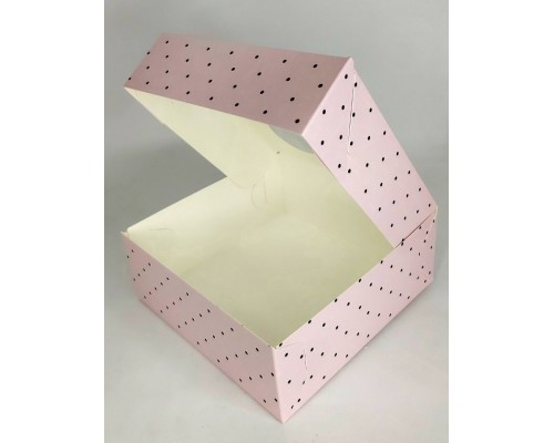 Коробка рожева в горошок (150 Х 150 Х 60)