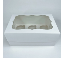 Коробка біла для 6 капкейків та трайфлів 250*170*110 мм №1161