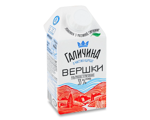 Сливки «Галичина» 33%, 500г Сливки «Галичина» 33%, 500г