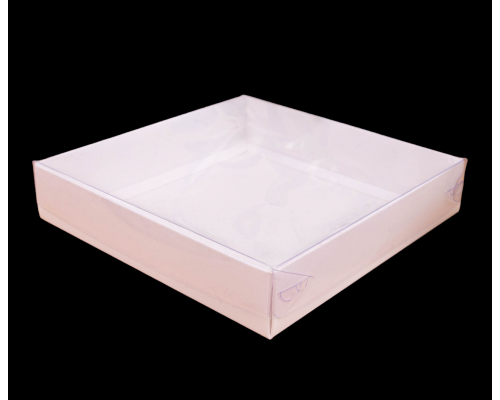 Коробка белая с прозрачной крышкой 160*160*35 мм