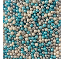 Рисові кульки Блакитні-білі-срібні d-7мм , 50 г
